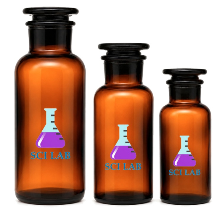 Bottles of Dark Glass with Stoppers for Reactants