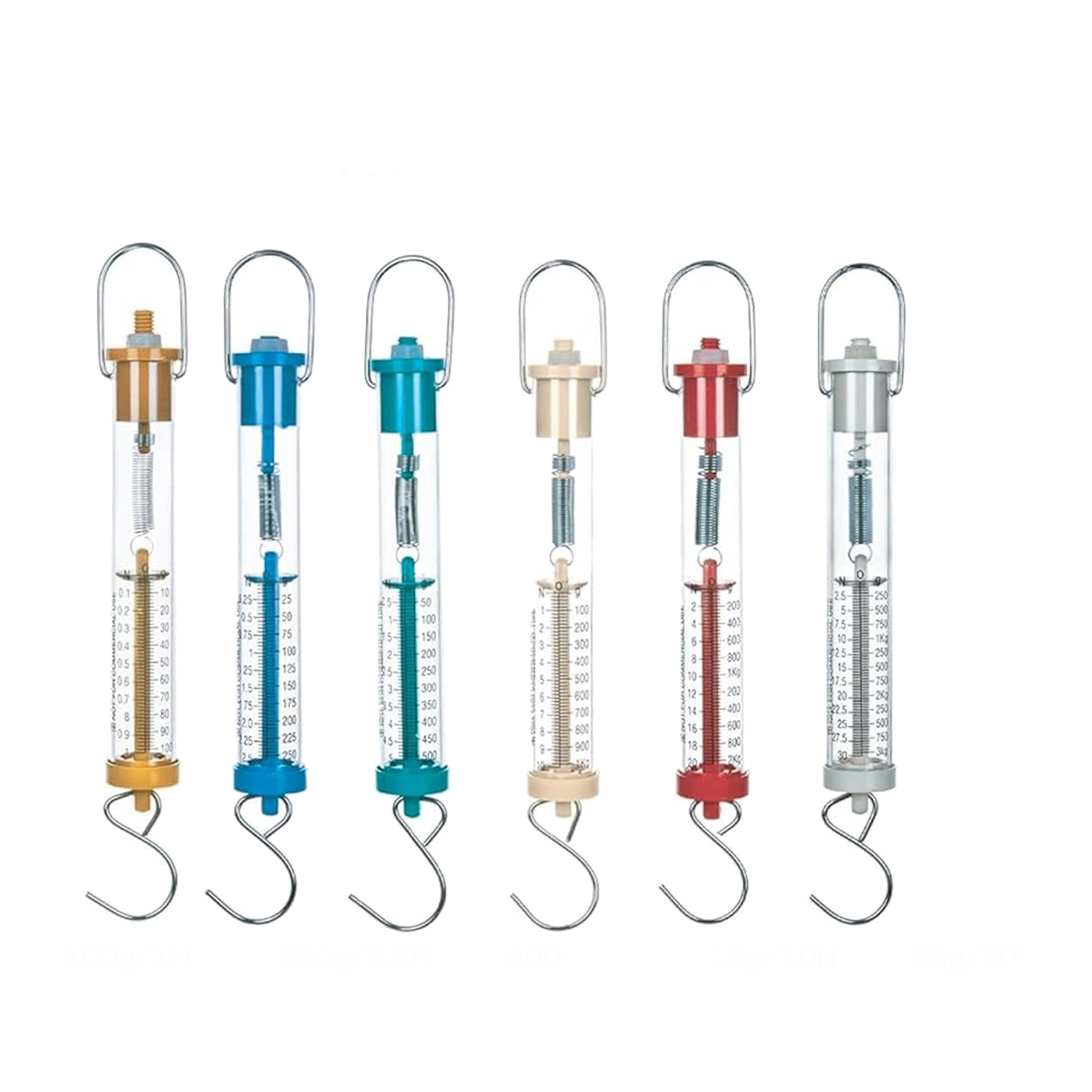 Set of Spring Force Meters with Different Ranges