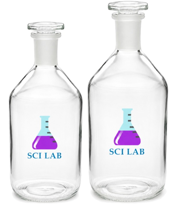 Bottles of Colorless Glass with Stoppers for Reactants